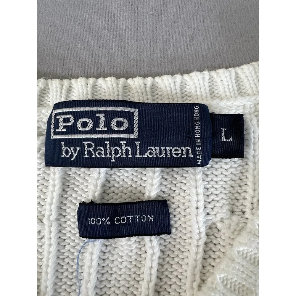 VTG Polo Ralph Lauren Men's Vest  White Sz  Large 100% Cotton